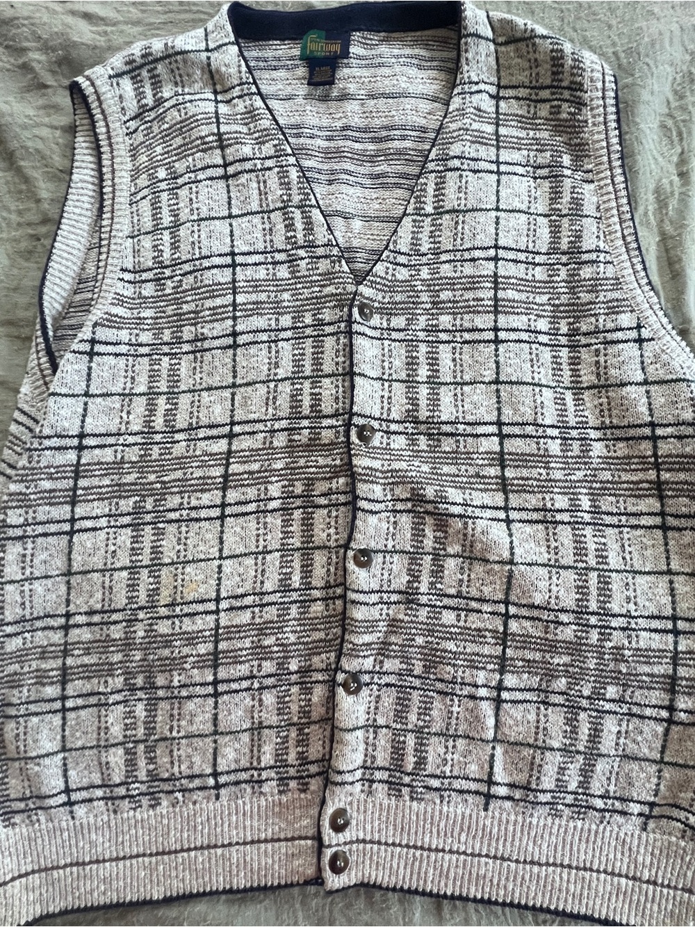 Vintage Fairway Sport Preppy Golf Academia Plaid Sweater Vest Men’s Size  XL